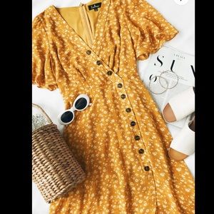 Lulus After-Bloom Golden Yellow Floral Dress